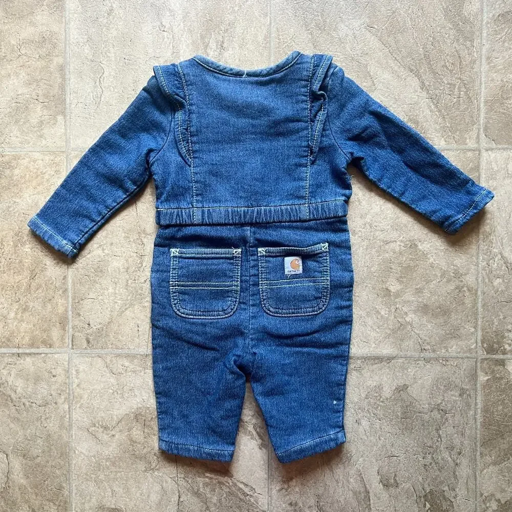 Carhartt Knit Denim Jumpsuit Coveralls 3 Months Classic Utility Outdoor Western